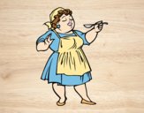 Coloring page Cook woman painted bylorna