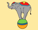 Coloring page Equilibrist elephant painted bylorna