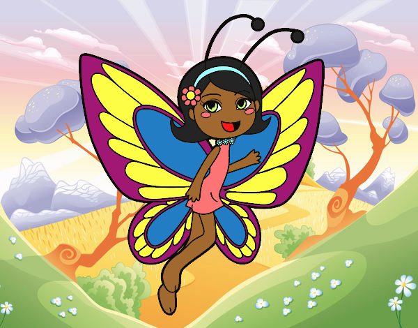 Happy butterfly fairy