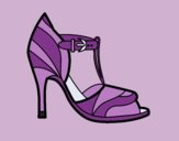 Coloring page High heel shoe with uncovered tip painted bylorna