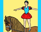 Coloring page Trapeze artist on a horse painted bylorna