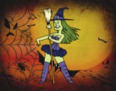 Coloring page Little witch sexy painted byfawnamama1