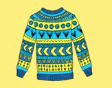 Coloring page Printed wool sweater painted bylorna