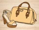 Coloring page Handbag and shoe painted bylorna