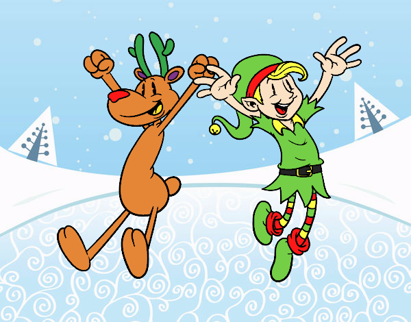 Reindeer and Elf jumping