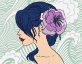 Coloring page Flower wedding hairstyle painted bySamantha