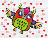 Coloring page Flying Halloween owl painted bylillie