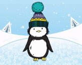 Coloring page Penguin with winter cap painted bySamantha