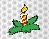 Coloring page Xmas candle painted bylorna