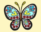 Coloring page Butterfly mandala painted bylorna