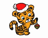 Coloring page Christmas tiger painted byBella0
