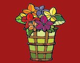 Coloring page Basket of flowers 3 painted byNita