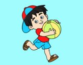 Coloring page Child playing with beach ball painted bylorna
