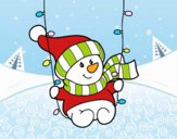 Coloring page Snowman swinging painted bybbbb