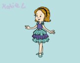 Coloring page Girl with party dress painted byKitty