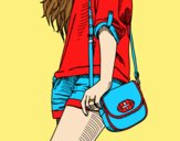 Coloring page Girl with handbag painted byLornaAnia