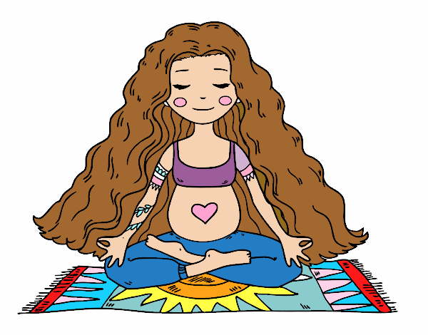 Pregnant practicing yoga