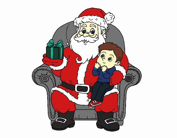 Santa Claus and child at Christmas