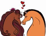 Coloring page Horses in love painted bySkye