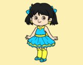 Coloring page Little girl with modern dress painted byLornaAnia