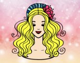 Coloring page Hairstyle with flower painted byalexadra