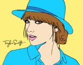 Coloring page Taylor Swift with hat painted byLornaAnia