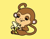Coloring page Monkey with banana painted byLornaAnia