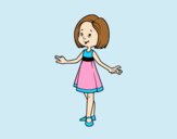 Coloring page Girl with summer dress painted byLornaAnia