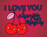 Coloring page I love you cherry much painted bysamg