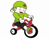 Boy on tricycle