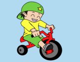 Coloring page Boy on tricycle painted byLornaAnia