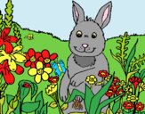 Coloring page Rabbit in the country painted byLornaAnia