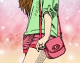 Coloring page Girl with handbag painted byLornaAnia