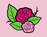 Coloring page Two roses painted byANIA2