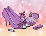 Coloring page Shoes and makeup painted byLornaAnia