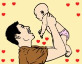 Coloring page Father and baby painted byLornaAnia