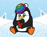 A penguin with Christmas gift
