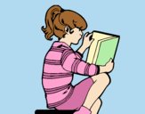 Coloring page Little girl reading painted byLornaAnia