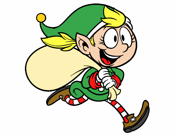 Elf running with a sack