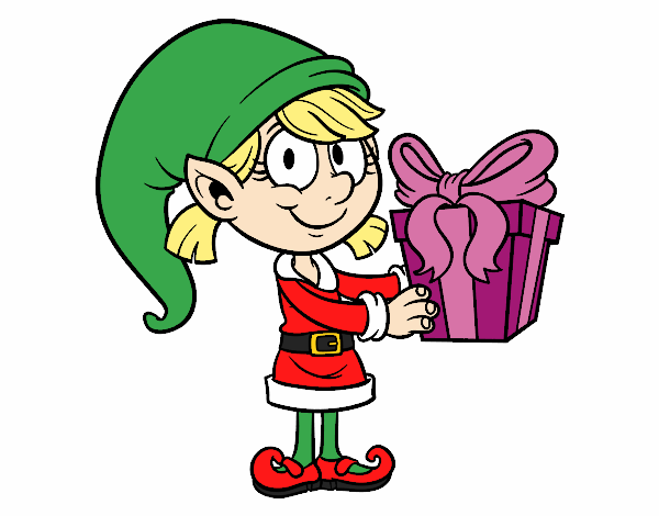 Elf with a present