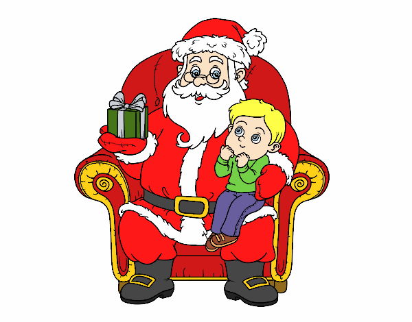 Santa Claus and child at Christmas