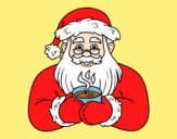 Coloring page Santa Claus with coffee cup painted byLornaAnia