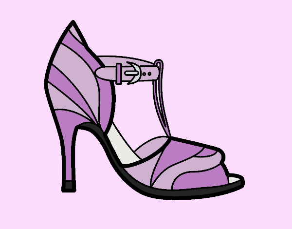 High heel shoe with uncovered tip