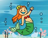 Little mermaid waving