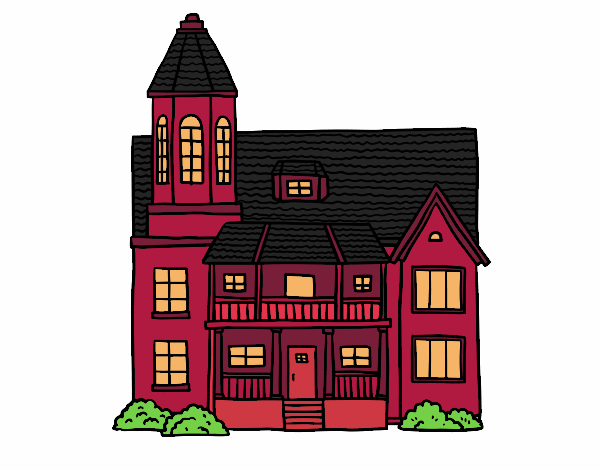 Two-story house with tower
