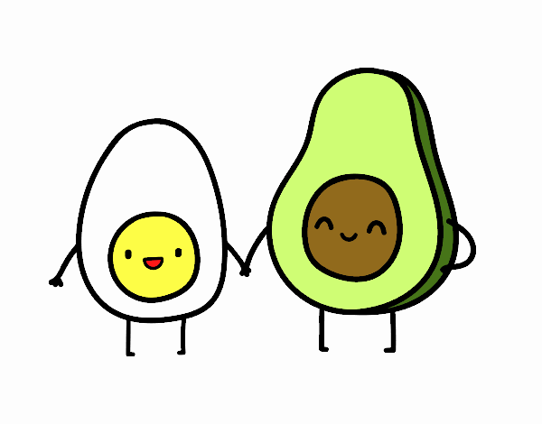 egg and avocado coloring page