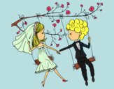  Just married on a swing