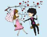  Just married on a swing