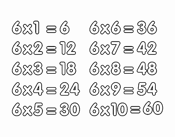 The 6 times table