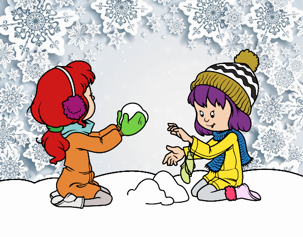 Girls making snowballs